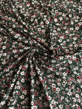 Load image into Gallery viewer, ITY: 3 YD CUT REMNANT Pine green burgundy tan small floral ⭐️
