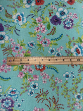 Load image into Gallery viewer, Lightweight ITY: 3.5 YD CUT REMNANT Aqua floral ⭐️
