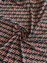 Load image into Gallery viewer, Lightweight ITY moss crepe: 4.25 YD CUT REMNANT Black dark brick ivory design ⭐️
