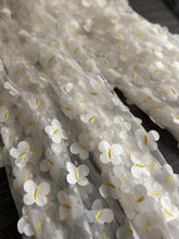 Load image into Gallery viewer, Tulle/ Mesh (3D butterfly): 3.5 YD CUT REMNANT Ivory 3D butterflies 🦋
