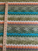 Load image into Gallery viewer, Stretchy knit: 2.25 YD CUT REMNANT Moss green blue orange beige design ⭐️
