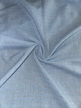 Load image into Gallery viewer, Linen blend w/ silver lurex: 3.5 YD CUT REMNANT Light blue wash silver lurex lines ⭐️
