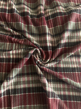 Load image into Gallery viewer, Sweater knit: 3.25 YD CUT REMNANT Burgundy light olive plaid ⭐️
