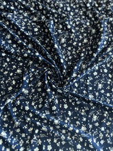 Load image into Gallery viewer, ITY Moss crepe: REMNANT(S) Navy gray white floral ⭐️
