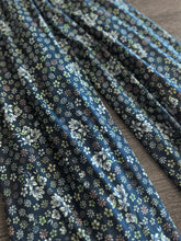Load image into Gallery viewer, ITY Moss crepe: 4.5 YD CUT REMNANT Navy dim yellow green copper floral ⭐️
