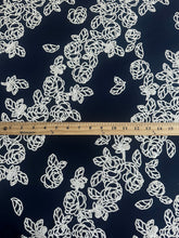 Load image into Gallery viewer, ITY w/ puff: 2.25 YD CUT REMNANT Navy white puff floral ⭐️
