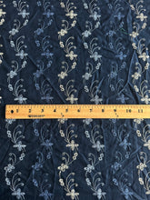 Load image into Gallery viewer, Cotton embroidered eyelet woven: 4.5 YD CUT REMNANT Navy blue embroidered eyelet design ⭐️
