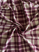 Load image into Gallery viewer, Sweater knit: 4.5 YD CUT REMNANT Tan burgundy plaid ⭐️

