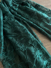Load image into Gallery viewer, Embroidered mesh: 1 YD CUT REMNANT Hunter green teal floral ⭐️
