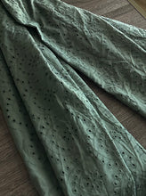 Load image into Gallery viewer, Cotton embroidered eyelet woven: REMNANT(S) Forest green eyelet design ⭐️
