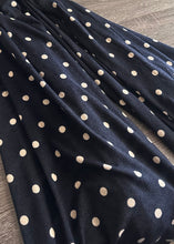 Load image into Gallery viewer, Sweater knit: 4 YD CUT REMNANT Navy beige polka dots ⭐️
