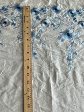 Load image into Gallery viewer, Cotton embroidered woven: 3.5 YD CUT REMNANT White blue embroidered floral ⭐️
