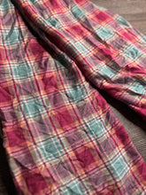 Load image into Gallery viewer, Woven (flannel like): REMNANT(S) Fuchsia turquoise plaid ⭐️
