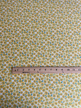Load image into Gallery viewer, ITY Moss crepe: 3 YD CUT REMNANT Ivory yellow flowers ⭐️
