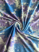 Load image into Gallery viewer, Rib knit: 2 YD CUT REMNANT White blue purple tie dye ⭐️
