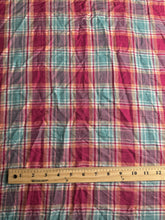 Load image into Gallery viewer, Woven (flannel like): REMNANT(S) Fuchsia turquoise plaid ⭐️
