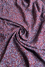Load image into Gallery viewer, Rayon challis woven: 1.5 YD CUT REMNANT Plum blue berry floral ⭐️
