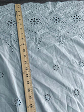Load image into Gallery viewer, Cotton embroidered eyelet woven: 4.5 YD CUT REMNANT Light blue embroidered floral ⭐️
