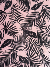 Load image into Gallery viewer, Double brushed poly 4 YD CUT REMNANT: Mauve black leaves ⭐️
