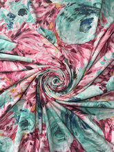 Load image into Gallery viewer, Mixed color floral 3.5YD CUT REMNANT: Poly rayon spandex
