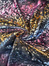 Load image into Gallery viewer, Poly spandex with hologram: 1.5 YD CUT REMNANT Colorful hologram cheetah ⭐️
