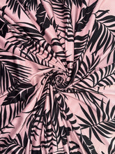Load image into Gallery viewer, Double brushed poly 4 YD CUT REMNANT: Mauve black leaves ⭐️
